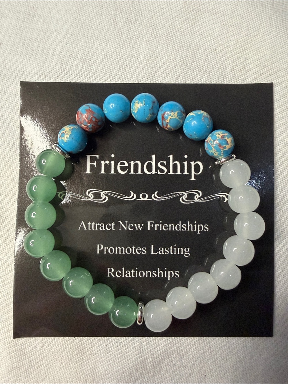 Friendship Beaded Bracelet in Turquoise, Green, and White